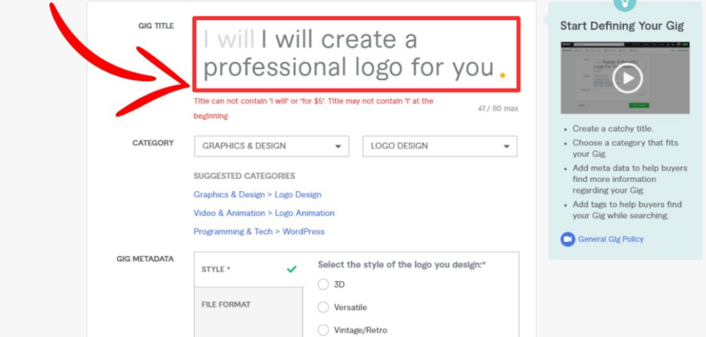 Gig Title In Fiverr