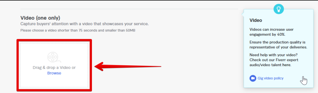 How To add video on gig of fiverr